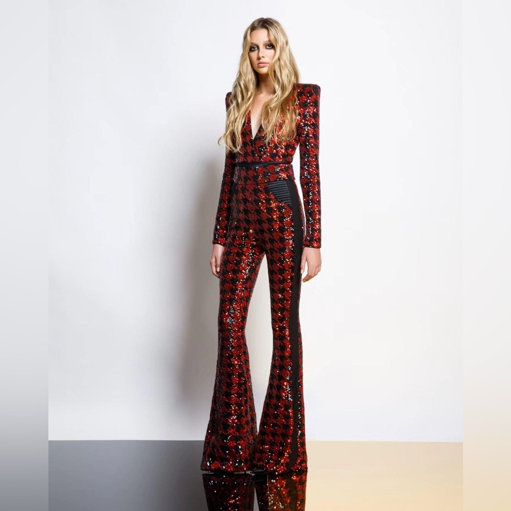 Zhivago Red and Black Sequin Jumpsuit